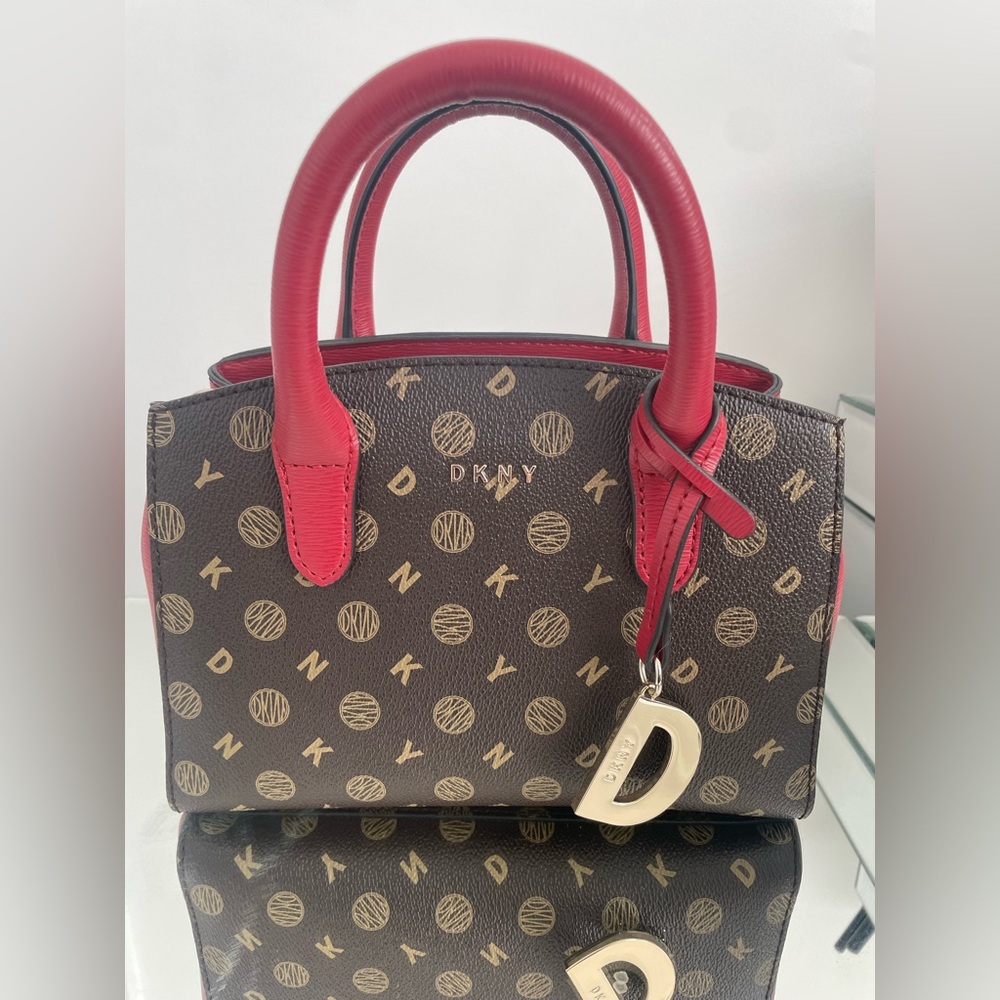 DKNY Brown and Red Women's Handbag